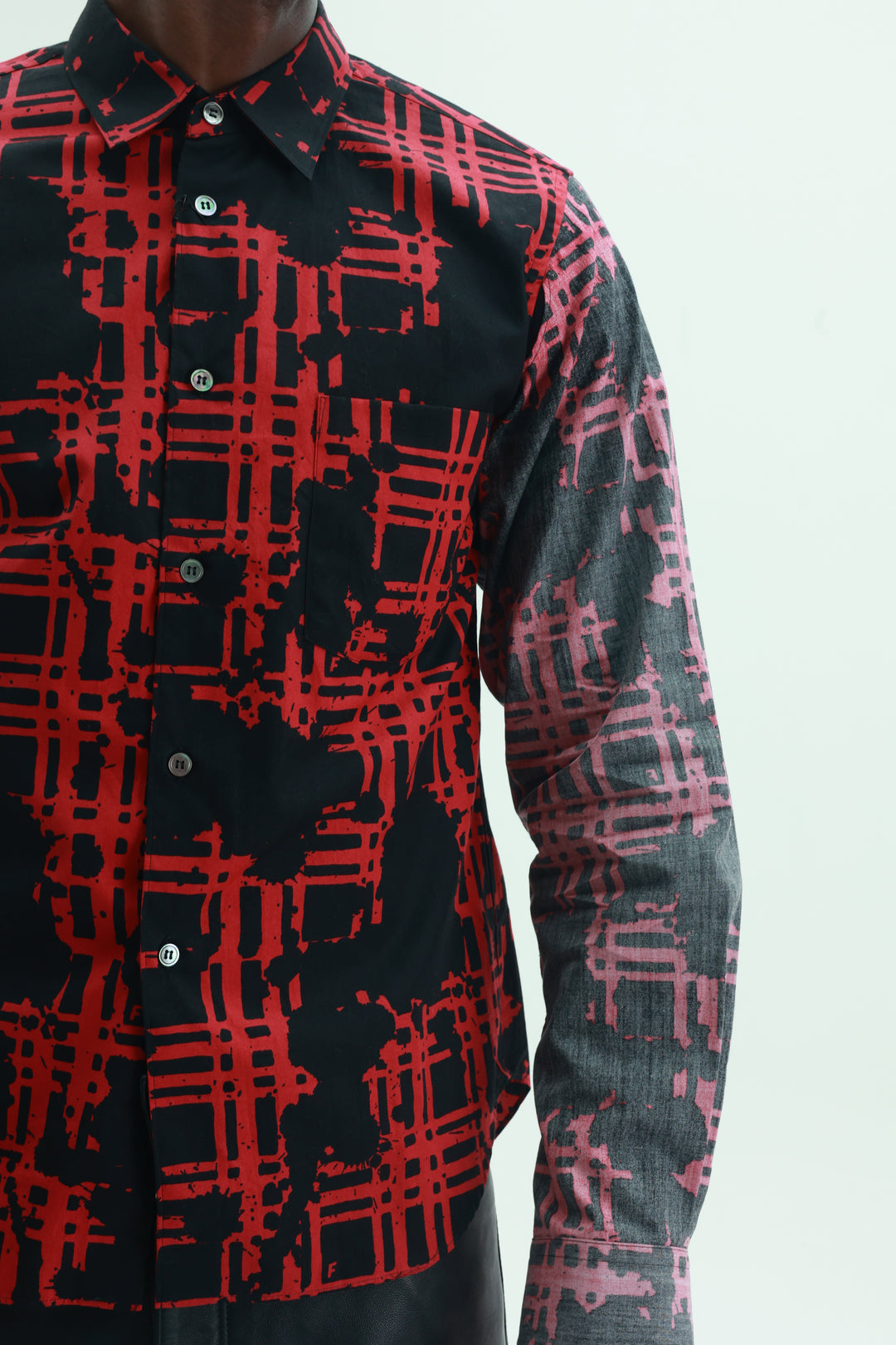Comme Des Garcons Shirt Double Sleeve Graphic Print Black-Red