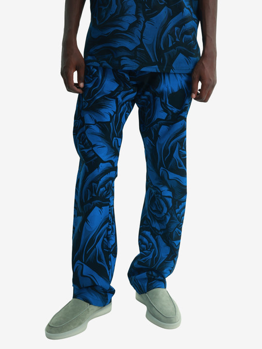 Massimo Sabbadin Jeans Allover Rose Print Blue